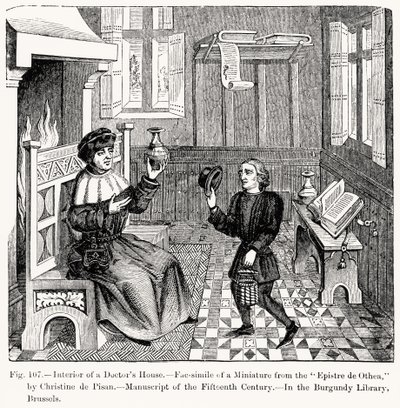 Interieur van een dokterswoning, uit Epistre d