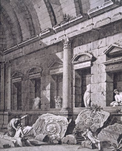 Interieur van de Tempel van Diana, Nîmes, uit Antiquités de la France: Vol I, Monuments de Nîmes door French School