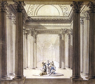 Interieur van de Tempel van de Deugd, ca. 1770 door French School