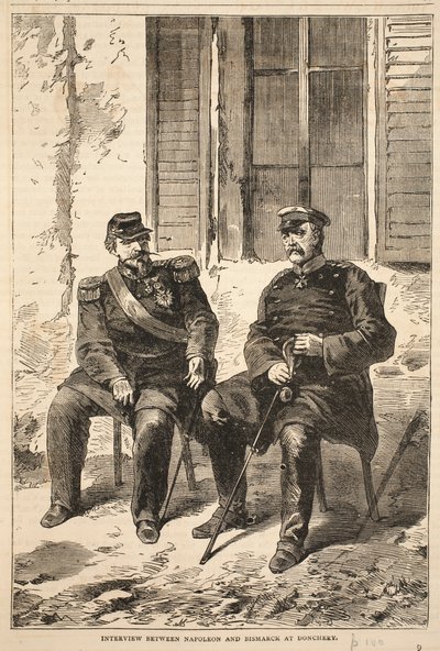Interview tussen Napoleon en Bismarck in Doncherry, illustratie uit Cassells Geschiedenis van de Oorlog tussen Frankrijk en Duitsland, 1870-1871 door French School