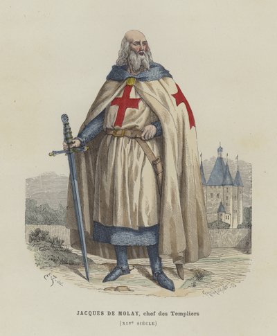 Jacques de Molay, laatste Grootmeester van de Tempeliers, 14e eeuw door French School