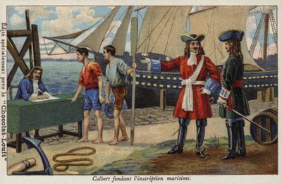 Jean-Baptiste Colbert stelt het Franse Marine register in, 17e eeuw door French School