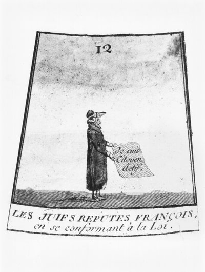 Jood erkend als Franse burger, illustratie uit een slangen- en ladderspel, c. 1790-92 (detail) door French School