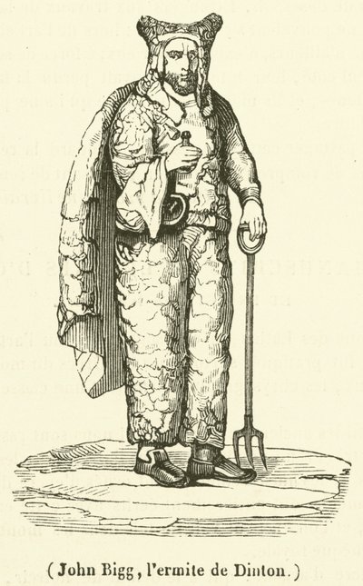John Bigg, de kluizenaar van Dinton (gravure) door French School
