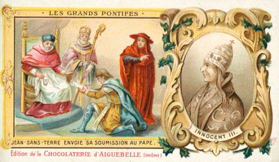 Jan, koning van Engeland, stuurt zijn onderwerping naar paus Innocentius III, 1213 door French School
