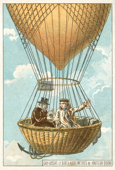 Joseph Louis Gay-Lussac en Jean-Baptiste Biot in een ballon op een hoogte van 4000 meter door French School