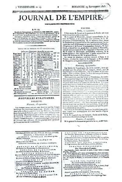 Journal de lEmpire, 29 september 1805 door French School