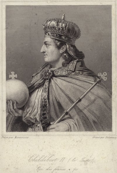 Koning Childebert II van Austrasië door French School