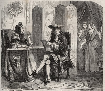 Koning Lodewijk XIV (1638 -1715) en zijn vrouw, de Markiezin van Maintenon (Francoise d