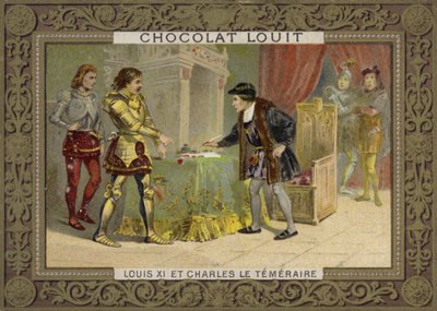 Koning Lodewijk XI van Frankrijk en Karel de Stoute, Hertog van Bourgondië door French School