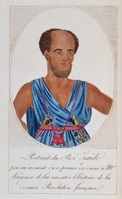 Koning Zaide, Senegal, frontispice van Naufrage de la frégate la Méduse, door A. Correard en J.B.H. Savigny, 1818 door French School
