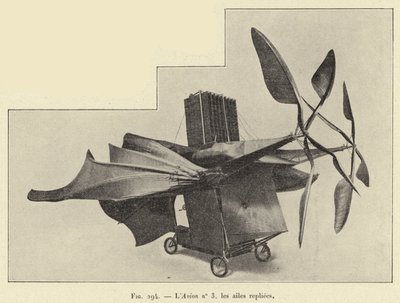 Het vliegtuig nr. 3, de vleugels opgevouwen door French School