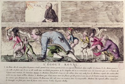 LEgout Royal, karikatuur van de vlucht van de Franse koninklijke familie naar Varennes op 21 juni 1791 door French School