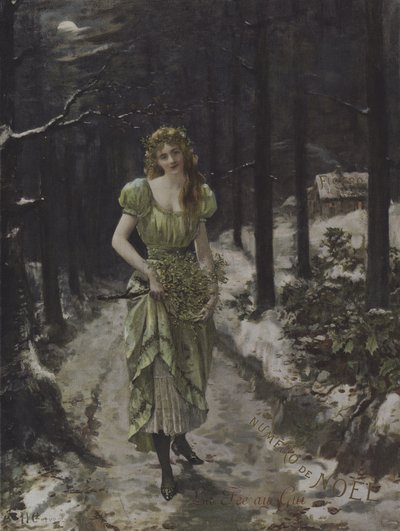 La Fee au Gui (De Maretakfee) (kleurenlitho) door French School