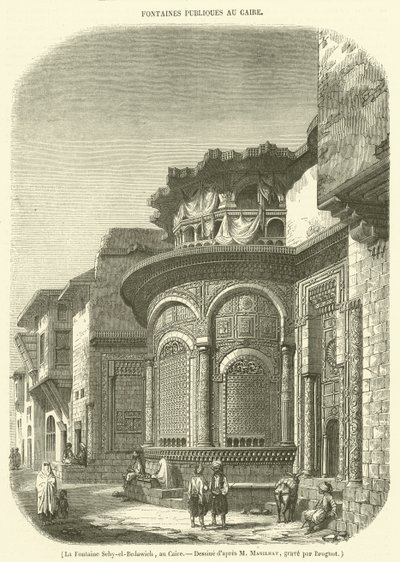 De fontein van Seby-el-Bedawieh, Caïro (gravure) door French School