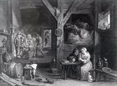 La Fumeuse, prent door Jean Baptiste Patas naar David Teniers de Jongere, 1786-1808 door French School