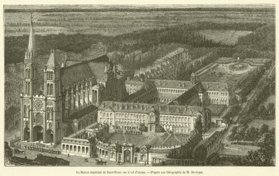 Het keizerlijke huis van Saint-Denis gezien vanuit vogelperspectief door French School
