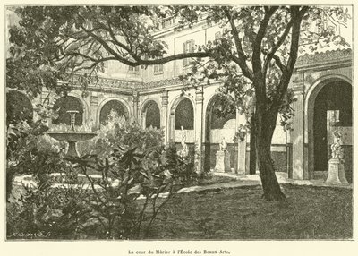 De binnenplaats van Murier aan de Ecole des Beaux-Arts (gravure) door French School