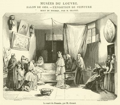 De dood van Poussin (gravure) door French School