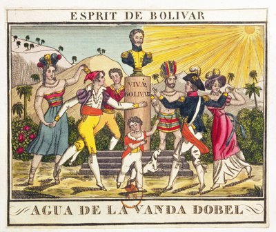 Etiket voor lavendelwater dat de geest van Bolívar oproept, ca. 1830 door French School