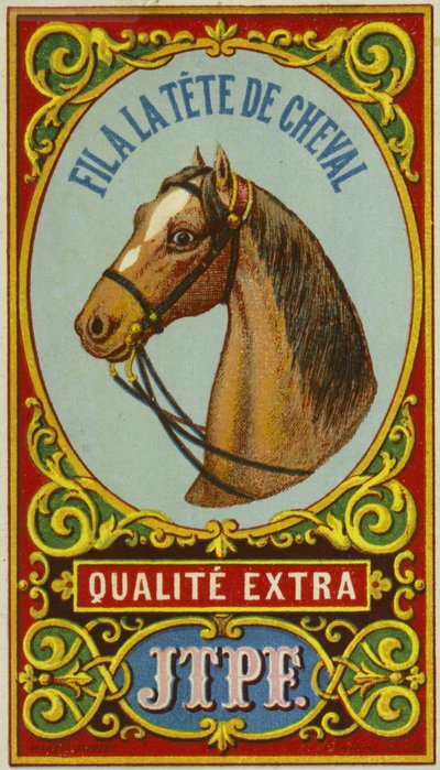 Label voor paardenhoofd draad door French School