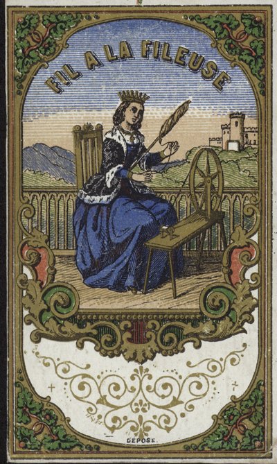 Etiket voor het garen van de spinner door French School