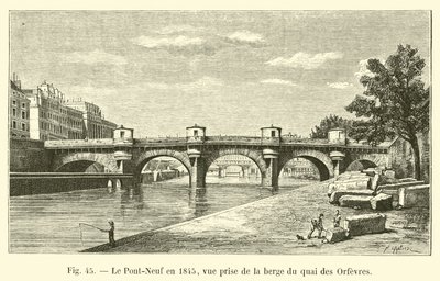 De Pont-Neuf in 1845, gezien vanaf de oever van de kade van de Goudsmeden door French School