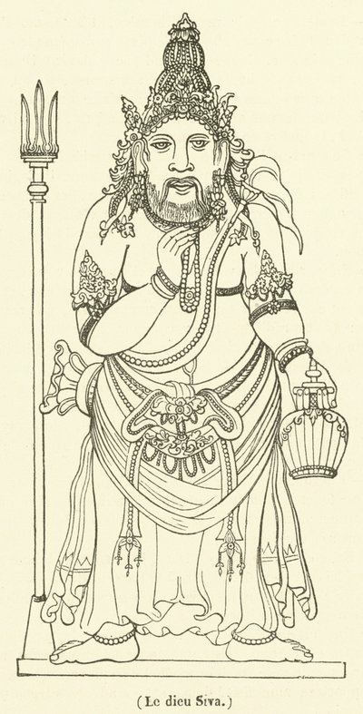 De god Siva (gravure) door French School