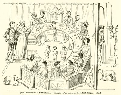 De Ridders van de Ronde Tafel, Miniatuur uit een manuscript van de Koninklijke Bibliotheek door French School