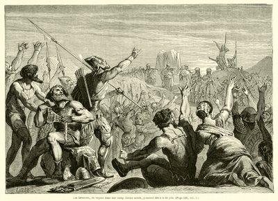 De Israëlieten juichen bij het zien van de heilige ark in hun kamp (gravure) door French School