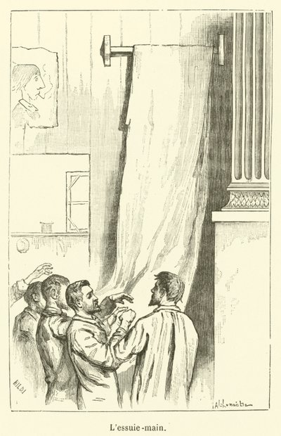 Handdoek (gravure) door French School