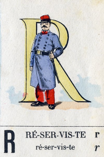 Letter R als reservist. Militair alfabet. Beeldvorming van Epinal, circa 1870-1880 door French School
