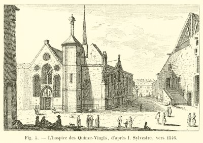 Het hospice van Quinze-Vingts, naar I Sylvestre, rond 1546 door French School
