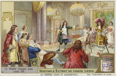 Liebig-kaart met Frans theater tijdens het bewind van Lodewijk XIV door French School