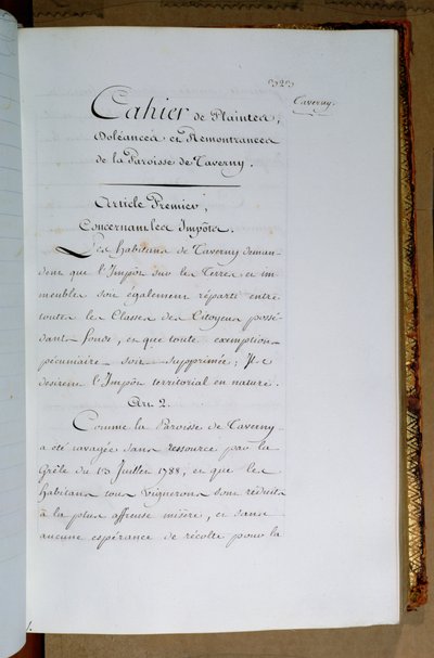 Lijst van klachten en eisen gericht aan koning Lodewijk XVI (1754-93) door de parochie van Taverny, april 1789 door French School