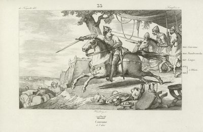 Lotharius van Frankrijk leidt zijn leger in een aanval op het paleis van de Heilige Roomse Keizer in Aken, 978 door French School