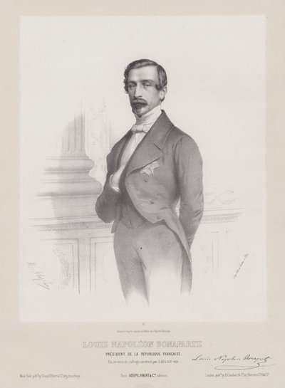 Lodewijk Napoleon Bonaparte, president van de Franse Republiek, c1848 (litho) door French School