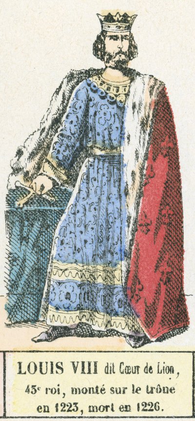 Lodewijk VIII genaamd Leeuwenhart, 43e koning, besteeg de troon in 1223, stierf in 1226 door French School