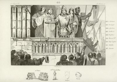Lodewijk VII van Frankrijk verzamelt steun voor de Tweede Kruistocht, ca. 1147 door French School