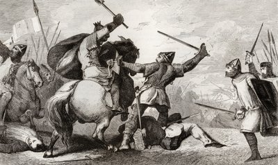 Lodewijk VI (1081-1137) de Grote vecht tegen de Engelsen in de slag bij Brenneville, uit 