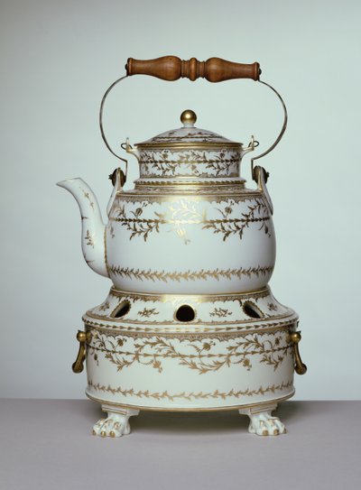Louis XVI porseleinen ketel en standaard gemaakt in Parijs, c.1775-91 door French School