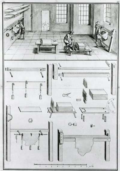MS 1064 fol 11 Beschrijvingen van kunst en ambachten door Denis Diderot (1713-84), gepubliceerd c.1770 (zwart-wit foto) door French School