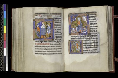 MS 300 f.201v-202r, Voorbede tot St. Johannes en Voorbede tot de Heilige Onschuldigen, uit het Psalter en de Getijden van Isabella van Frankrijk, Parijs, c.1265-70 door French School