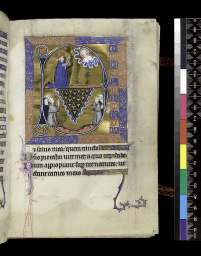 MS 300 f.26r, David bidt tot God, folio uit de Psalter en Getijden van Isabella van Frankrijk, Parijs, ca. 1265-70 door French School