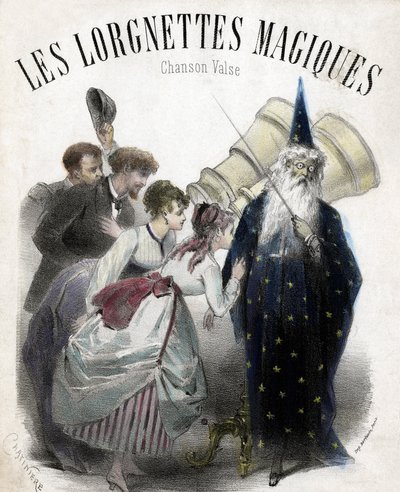 Magische lorgnetten, lied voor populaire wals. Lithografie door French School