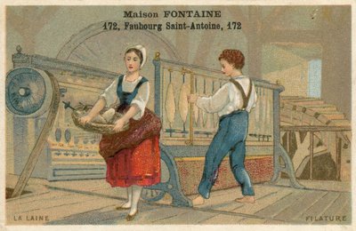 Maison Fontaine handelskaart, wol spinnen door French School