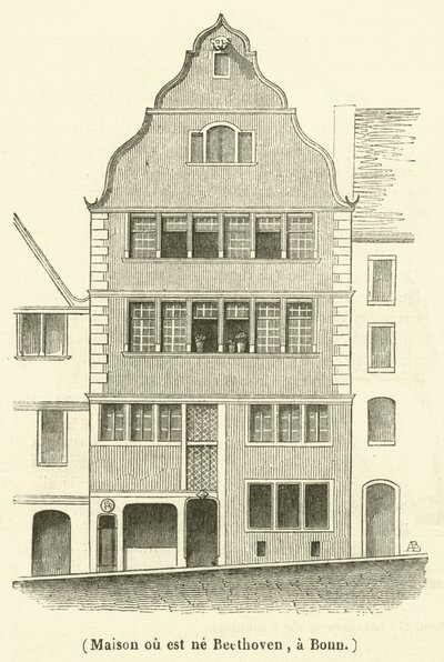 Maison ou est ne Beethoven, a Bonn (gravure) door French School