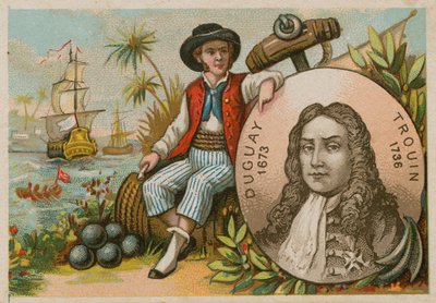 Man in Brazilië met portret van Duguay-Trouin door French School