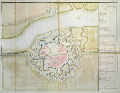 Kaart van Sas van Gent, Nederland door French School