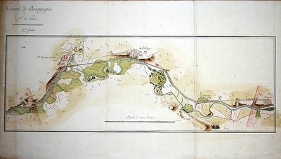 Kaart van het Canal de Bourgogne, eind 18e eeuw door French School